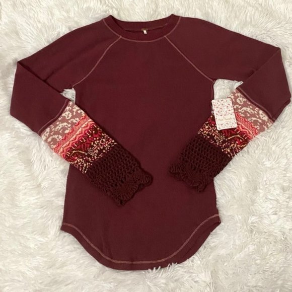 NWT Free People In The Mix Cuff Thermal Top XS NEW - Picture 8 of 10
